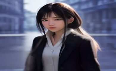 第一次的人妻女主角特写，表情内敛带有思索感，现代都市背景，暖色调